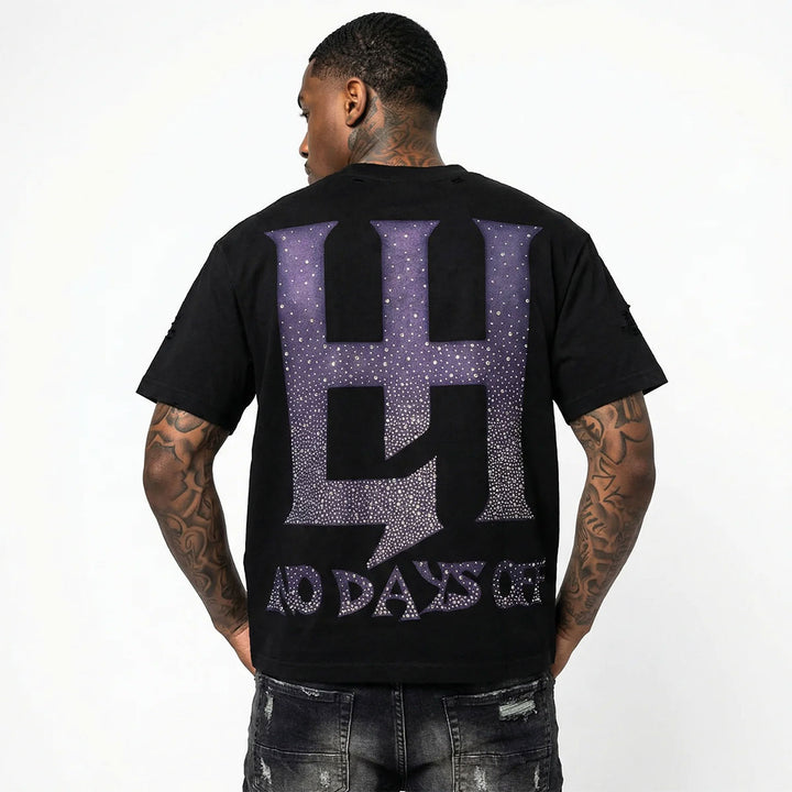 Sexy Astronaut Rhinestone Tee (Black)