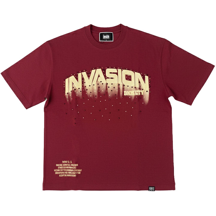 Invasion Rhinestone Tee (Burgundy)