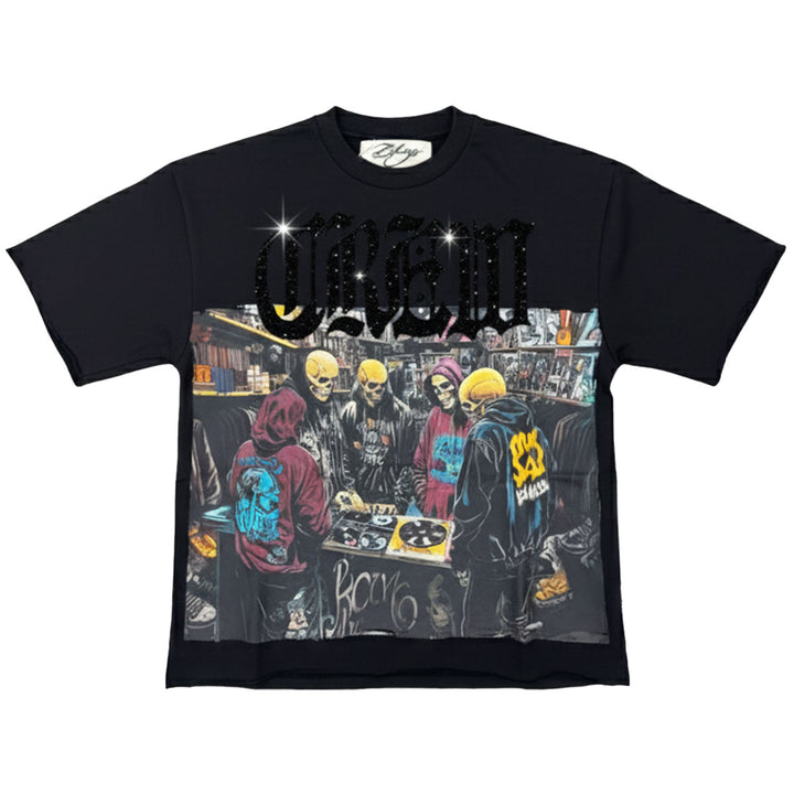 Skull Crew Cropped Tee (Black)