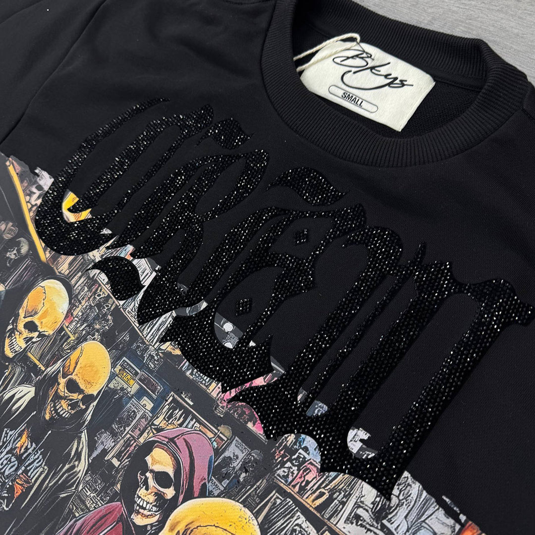 Skull Crew Cropped Tee (Black)