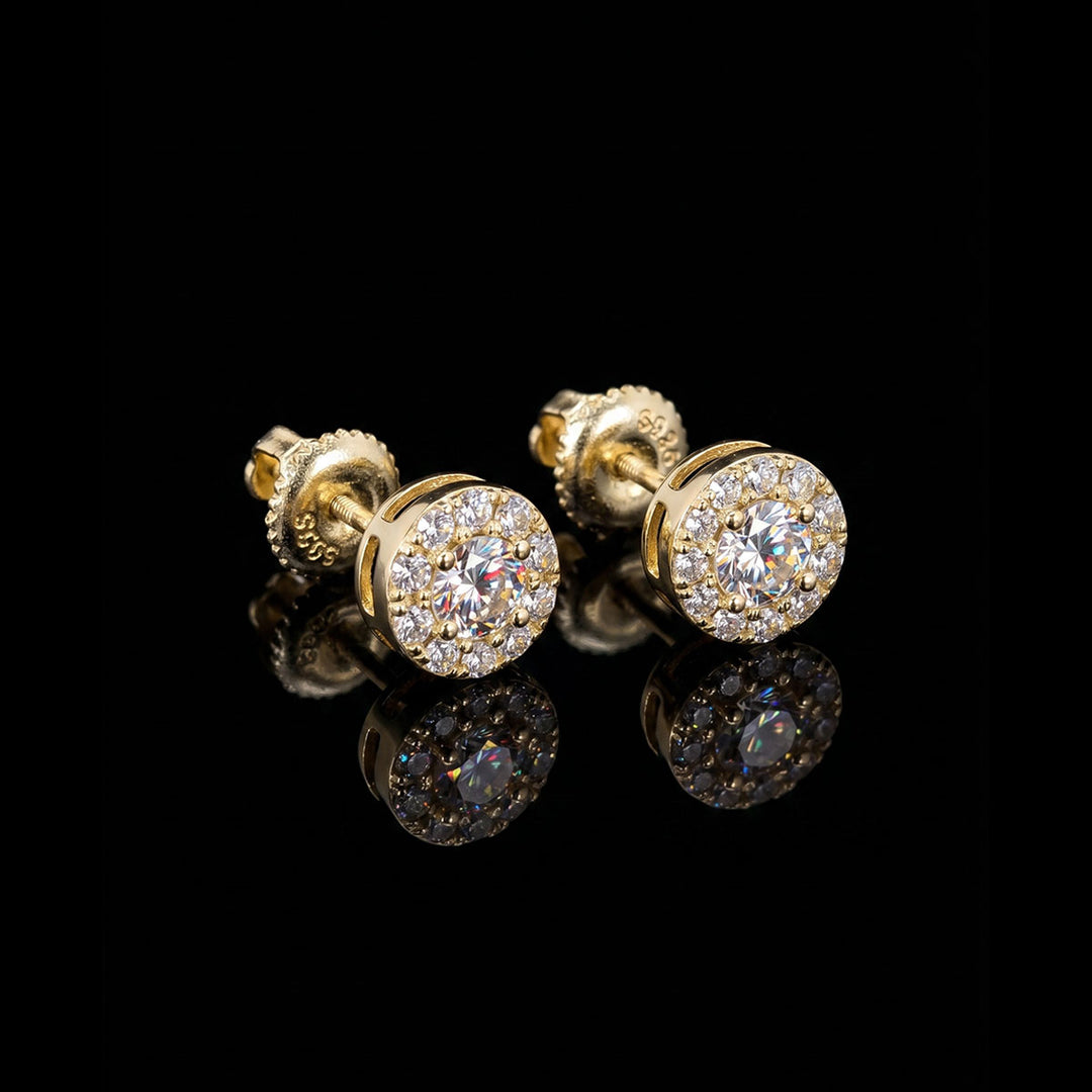 Gold Plated Bevel Moissanite Earrings