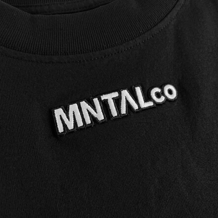 Embroidered M Oversize Tee (Black)