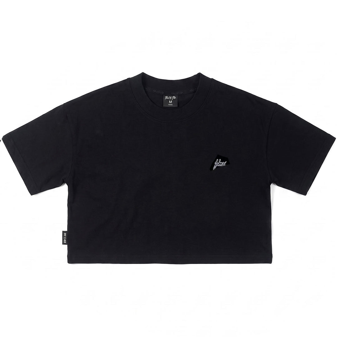 Boxy Basic Logo Crop Tee (Black)