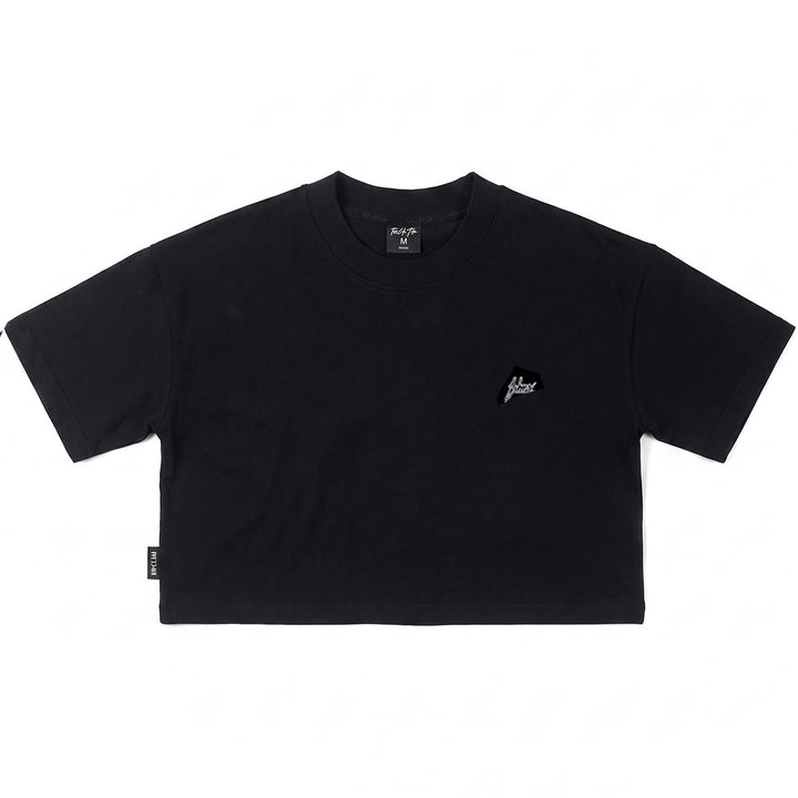 Boxy Basic Logo Crop Tee (Black)