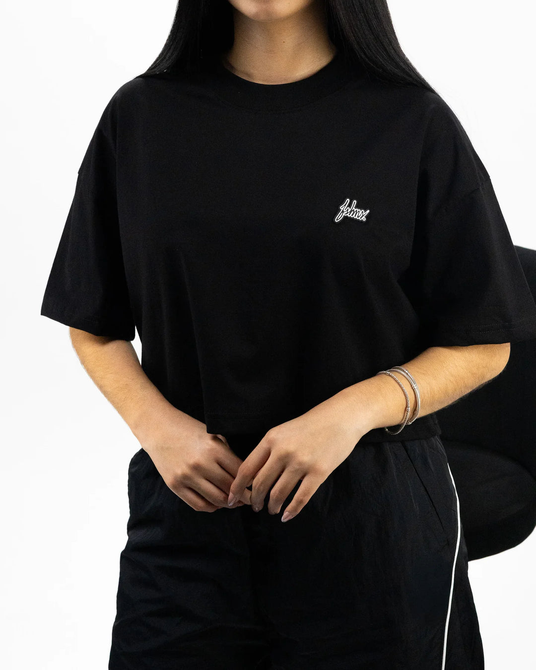 Boxy Basic Logo Crop Tee (Black)