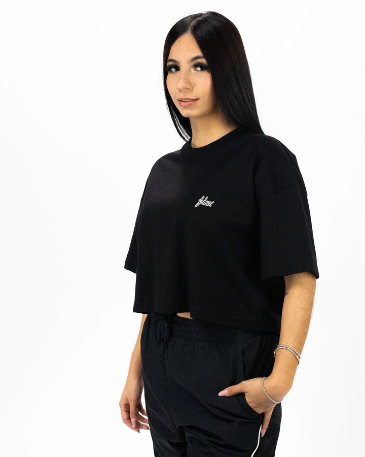 Boxy Basic Logo Crop Tee (Black)