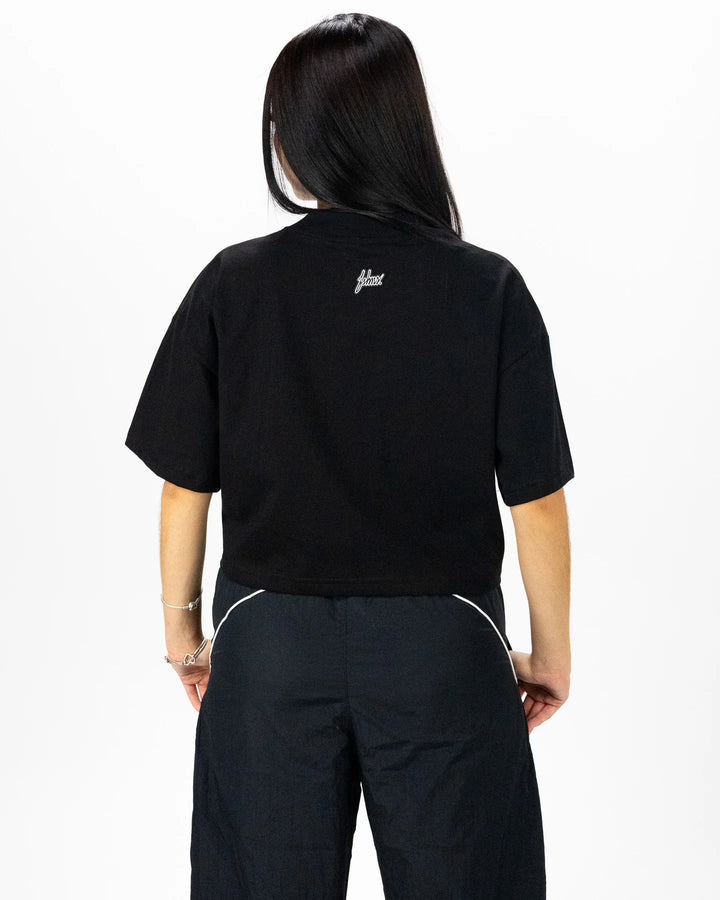 Boxy Basic Logo Crop Tee (Black)