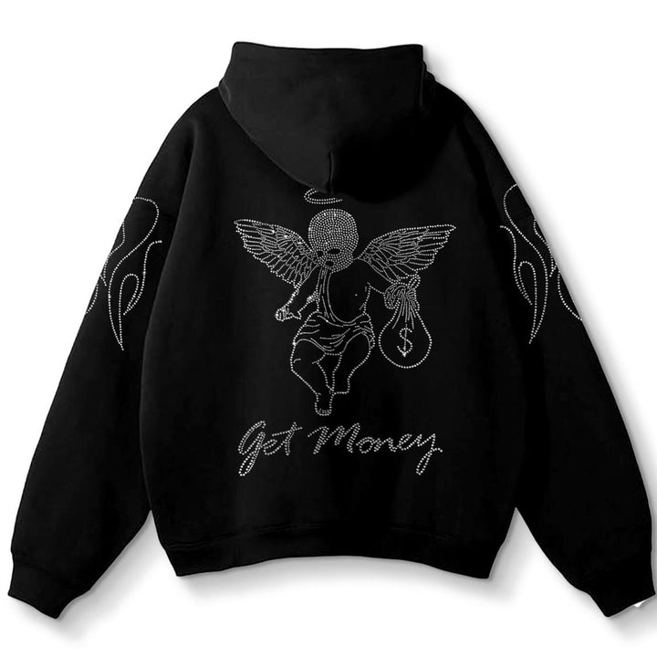 Blue Lux Rhinestone Hoodie (Black)