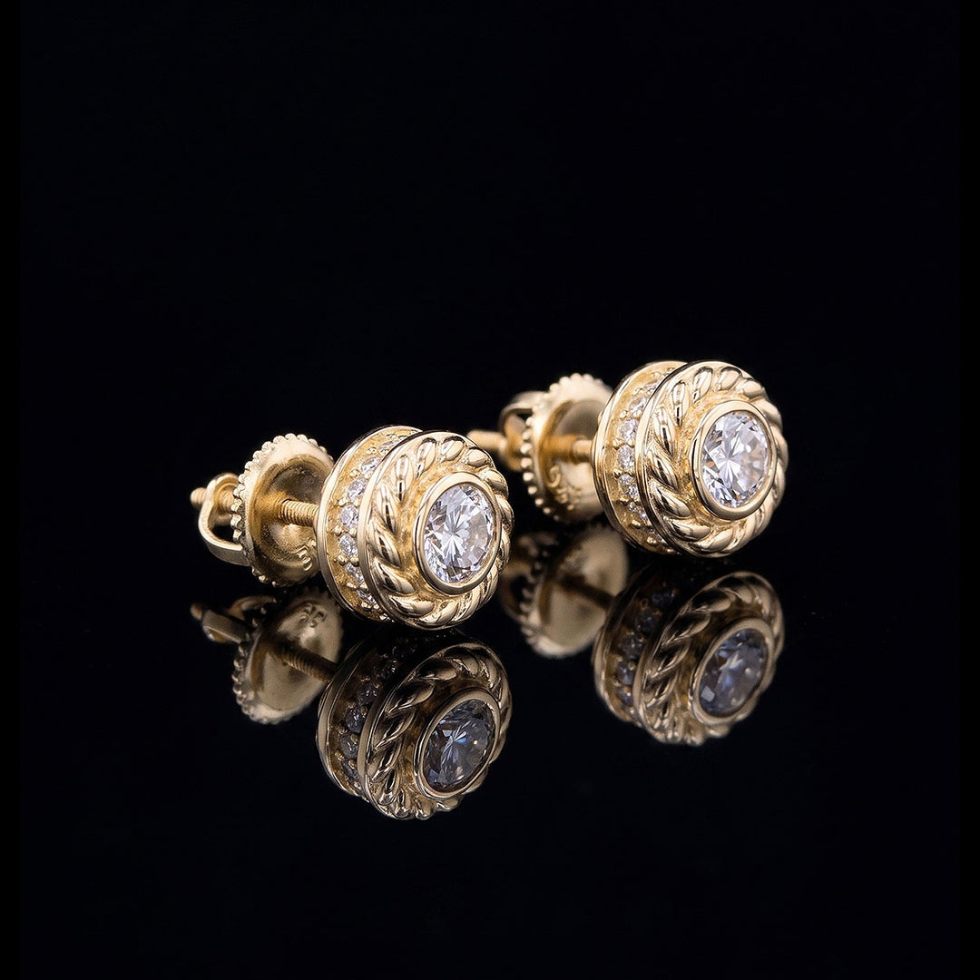 Gold Plated Braid Moissanite Earrings