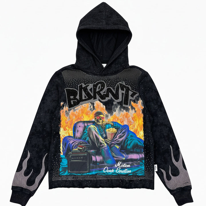 Burnt Cropped Hoodie (Black)