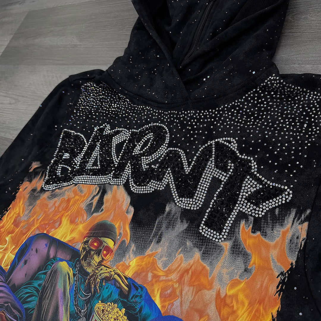 Burnt Cropped Hoodie (Black)