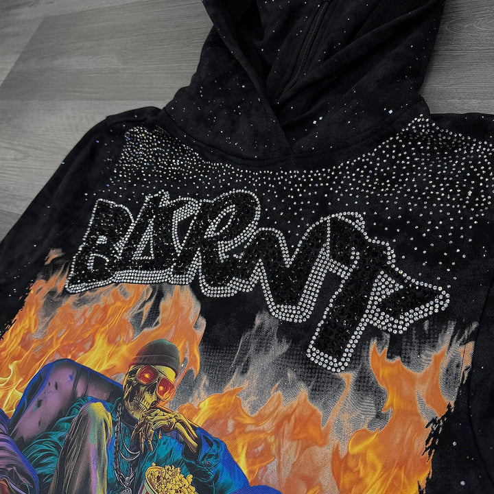 Burnt Cropped Hoodie (Black)