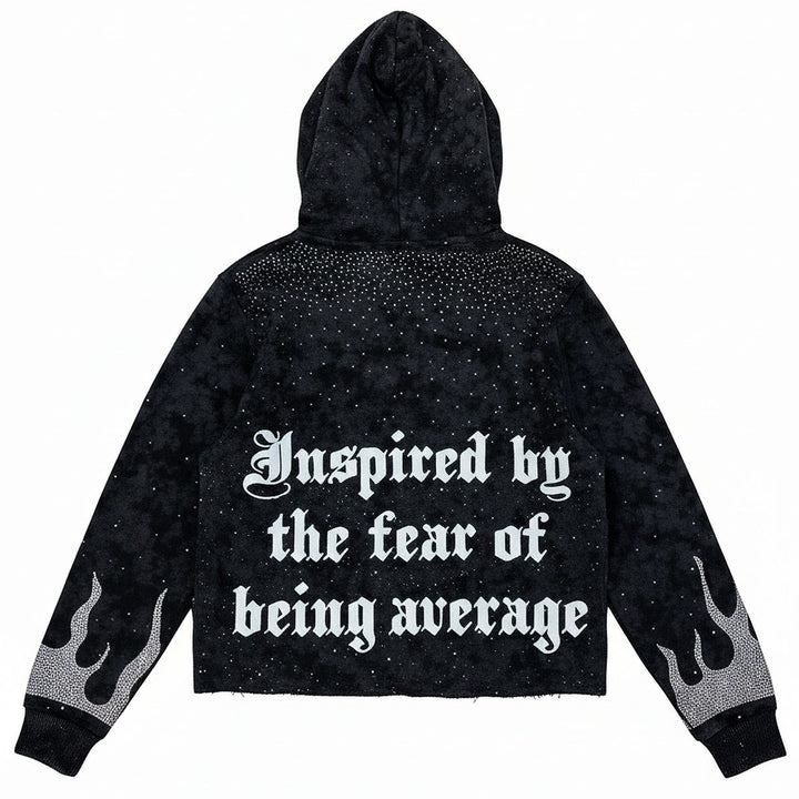 Burnt Cropped Hoodie (Black)