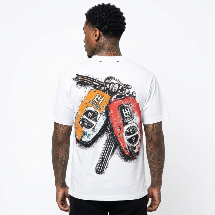 Sports Car Rhinestone Tee (White)