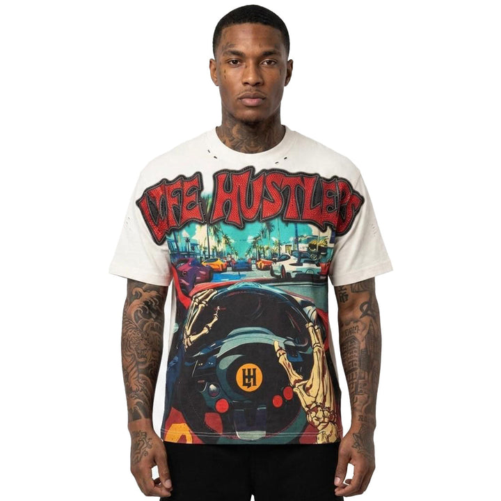 Sports Car Rhinestone Tee (White)