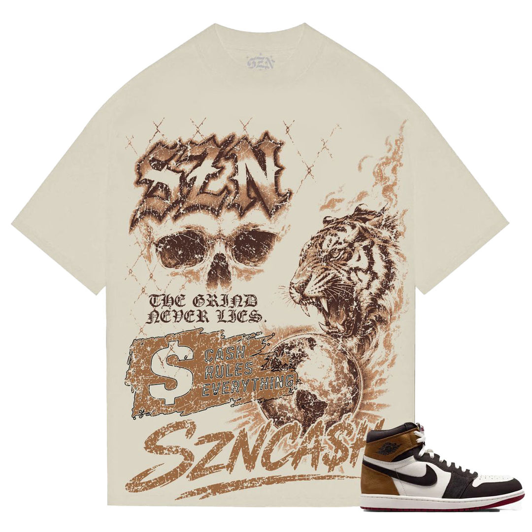 No Mercy Skull Tiger Tee (Cream)