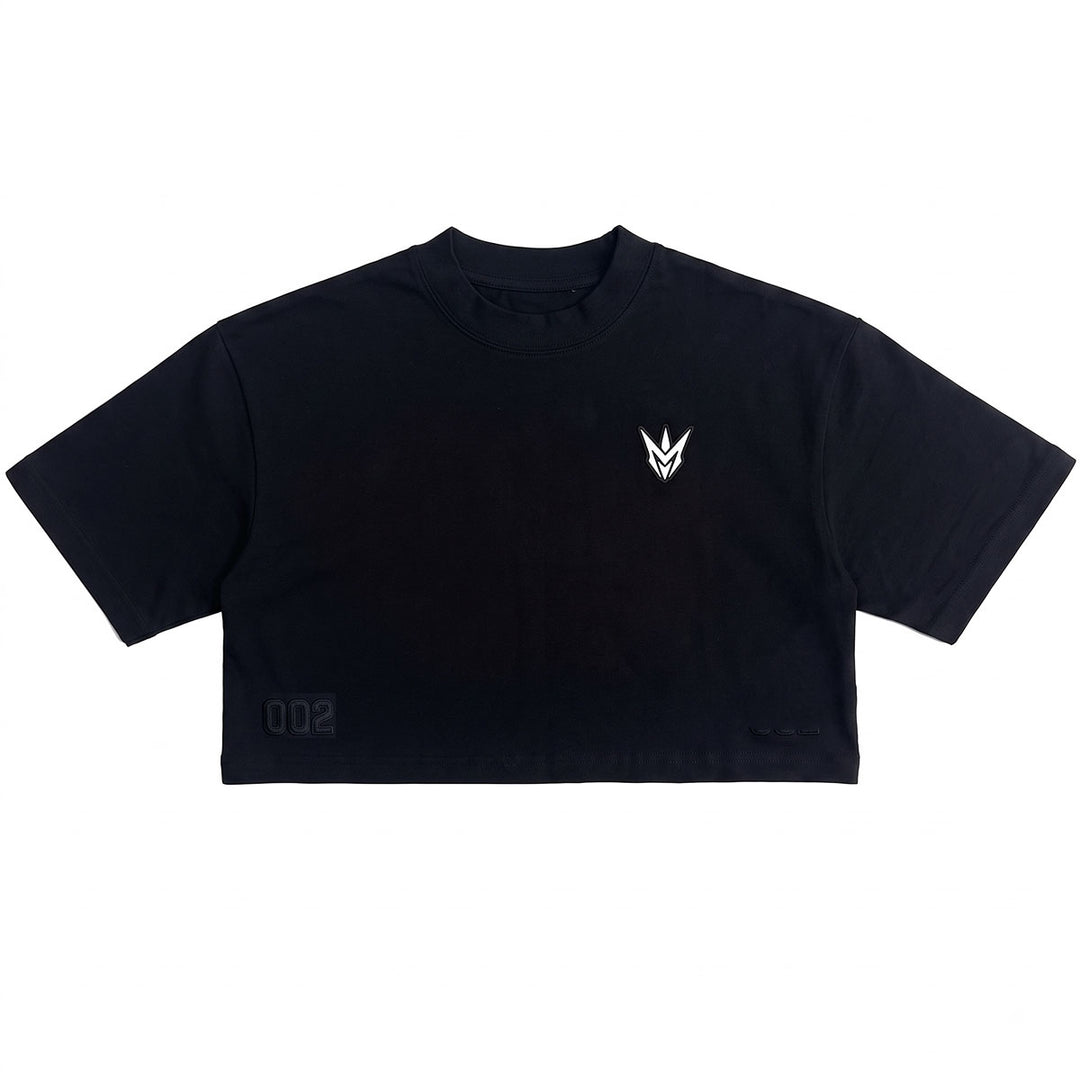 Embroidered M Cropped Tee (Black)