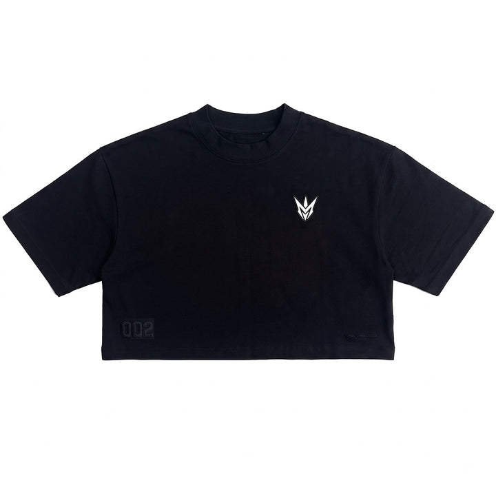 Embroidered M Cropped Tee (Black)