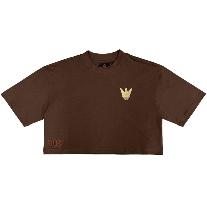 Embroidered M Cropped Tee (Brown)