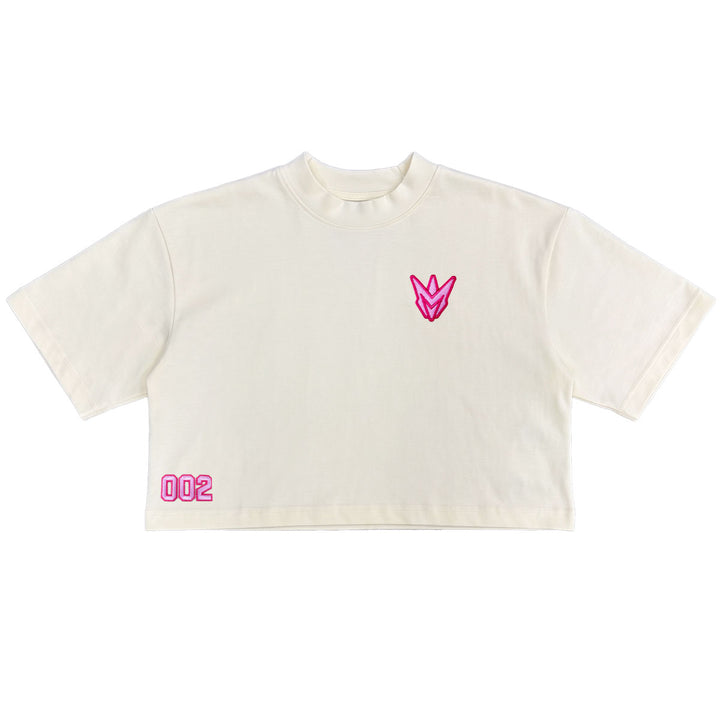 Embroidered M Cropped Tee (Cream)