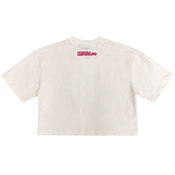 Embroidered M Cropped Tee (Cream)