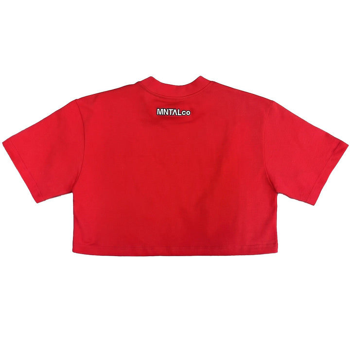 Embroidered M Cropped Tee (Red)