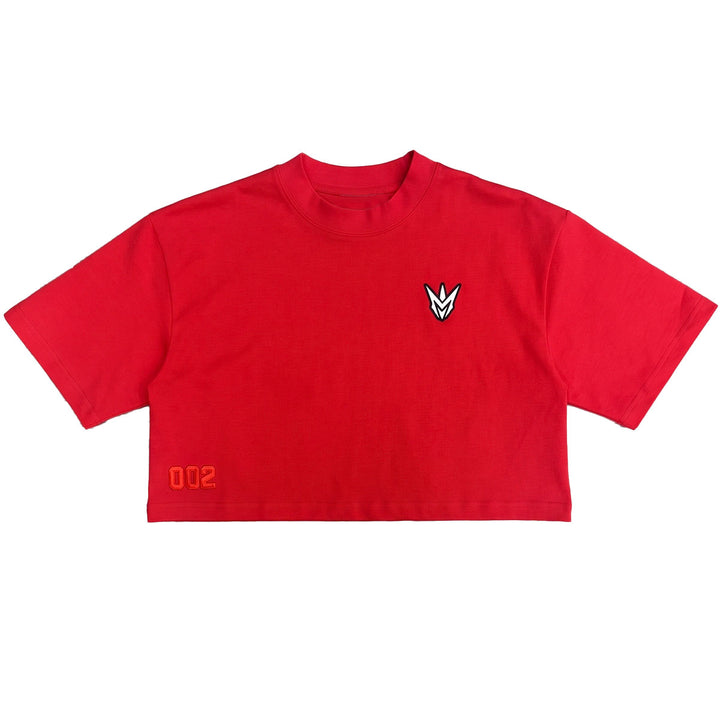 Embroidered M Cropped Tee (Red)
