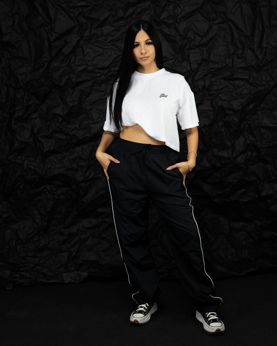 Shining Lady Crop Top Tee (White)