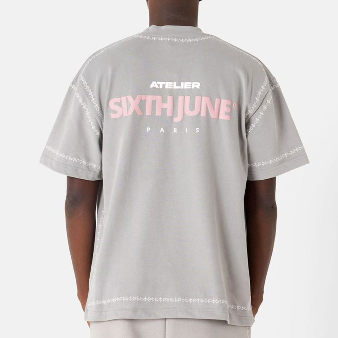Embroidered Edges Tee (Grey)