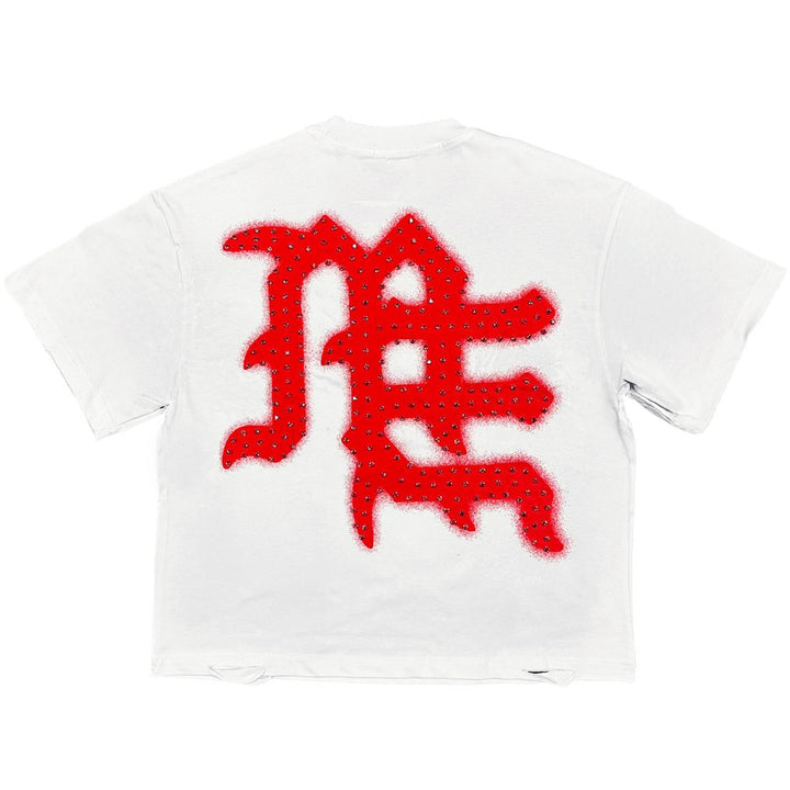 End Rhinestone Tee (White / Red)