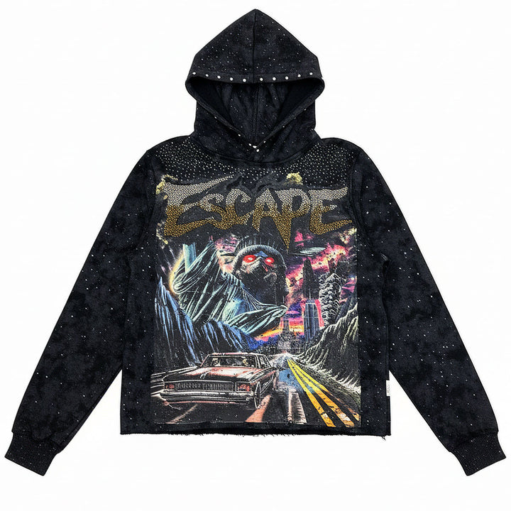 Escape Cropped Hoodie (Black)