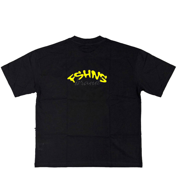 Wavy Glitter Oversize Tee (Black / Yellow)