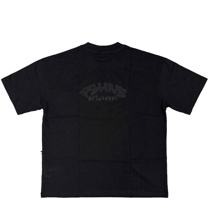 Wavy Glitter Oversize Tee (Full Black)
