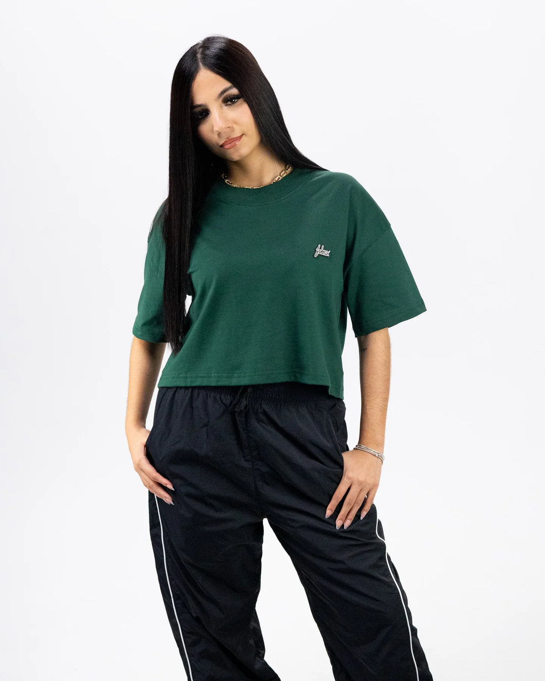 Boxy Basic Logo Crop Tee (Green)