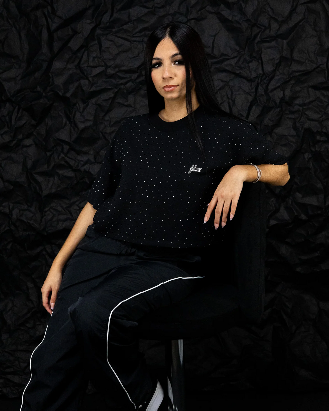 Shining Lady Crop Top Tee (Black)