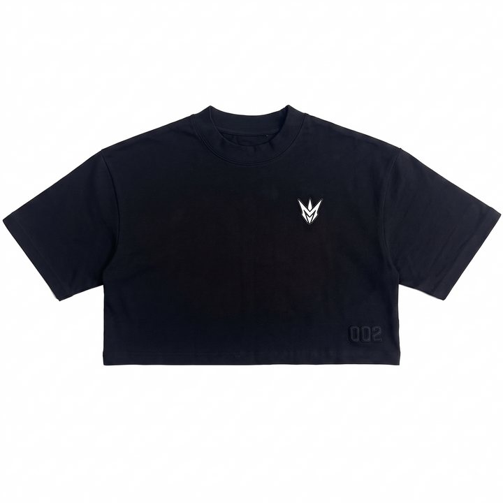 Embroidered M Cropped Tee (Black)