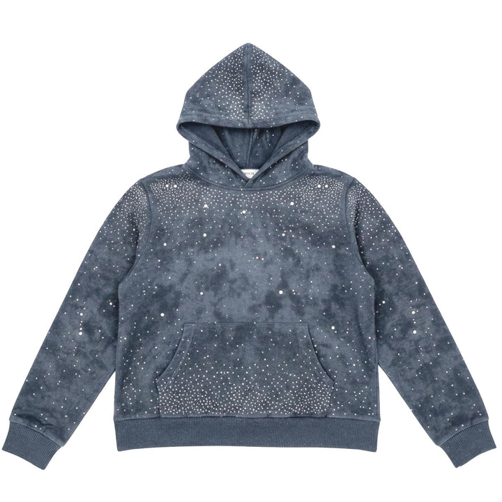 Stone Rivet Cropped Hoodie (Grey)