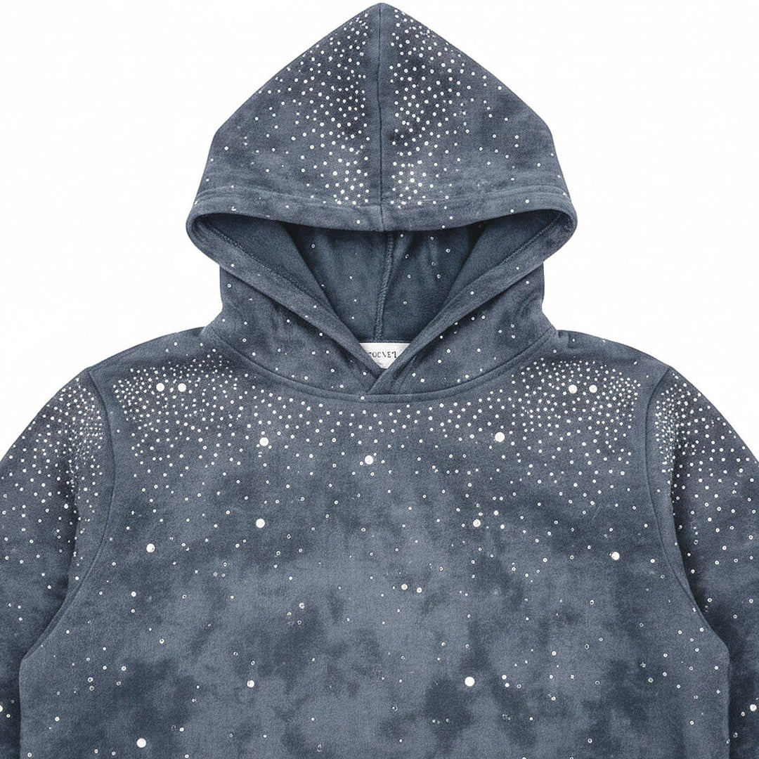 Stone Rivet Cropped Hoodie (Grey)