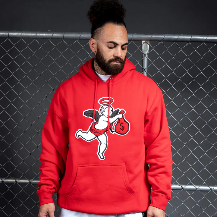 AJ4 Chenille Patch Angel Hoodie (Red)
