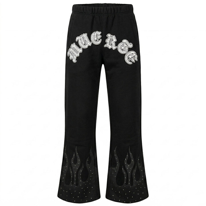Flame Stone Flare Sweatpants (Black)