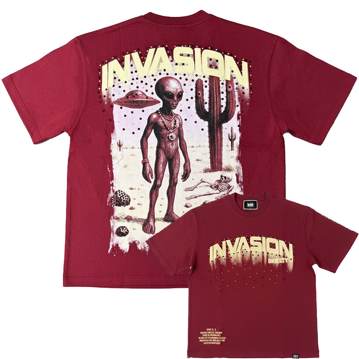 Invasion Rhinestone Tee (Burgundy)