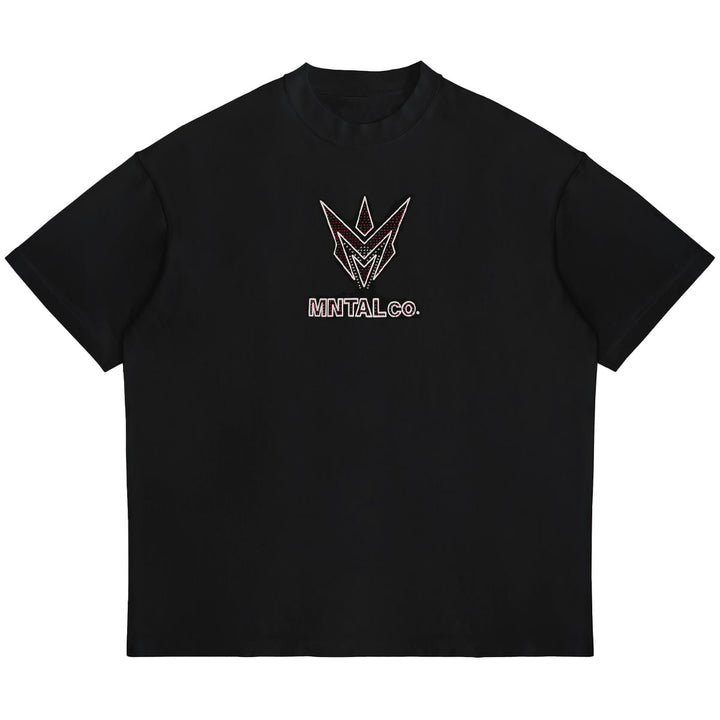 M Spike Rhinestone Tee (Black / Red)