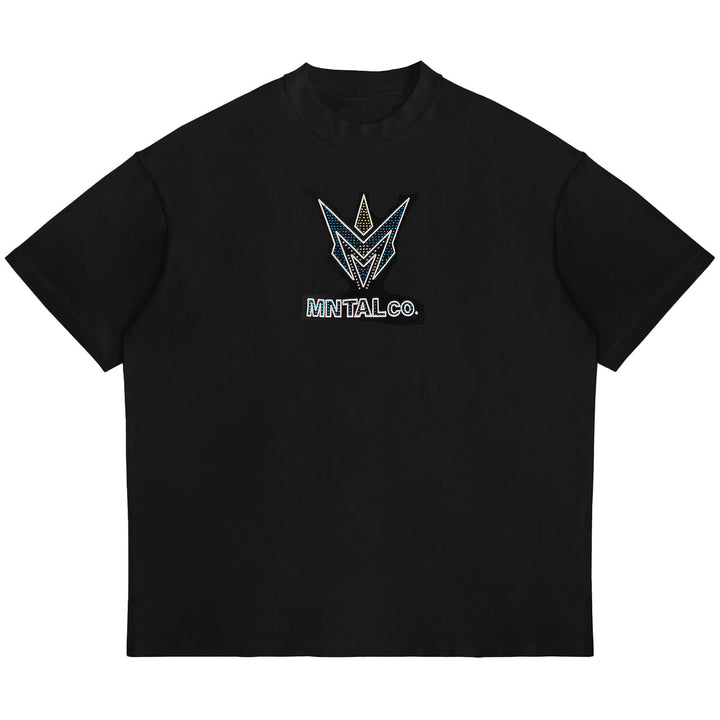 M Spike Rhinestone Tee (Black / Blue)
