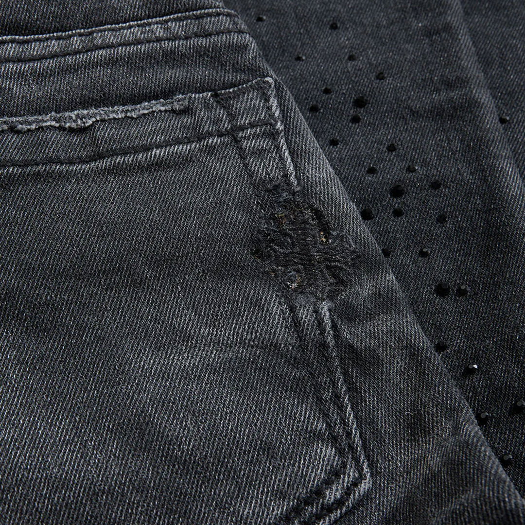 Super Skinny Starry Night Stacked Denim (Black Shadow)
