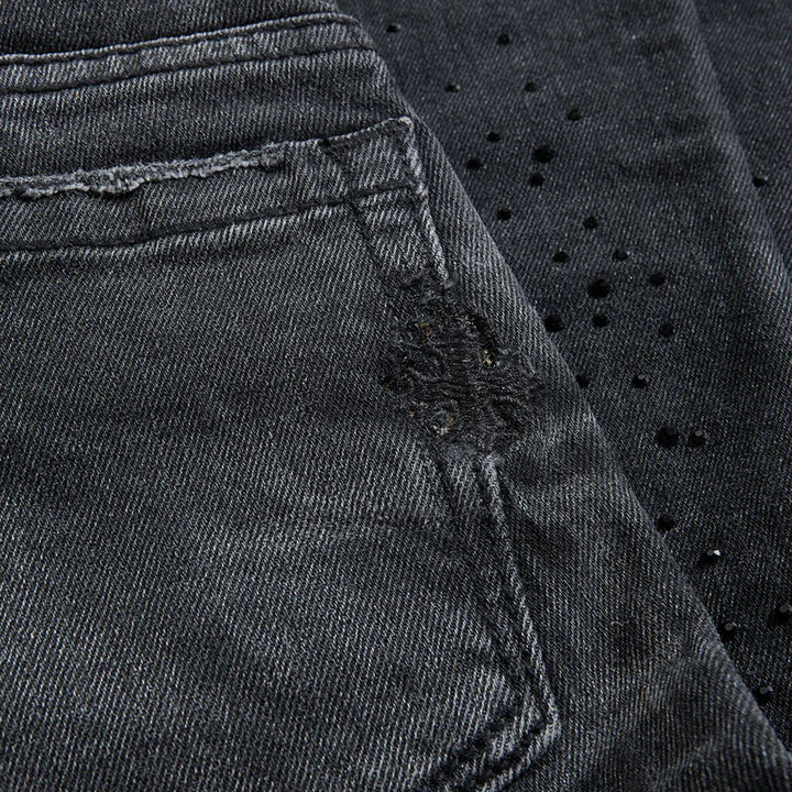Super Skinny Starry Night Stacked Denim (Black Shadow)