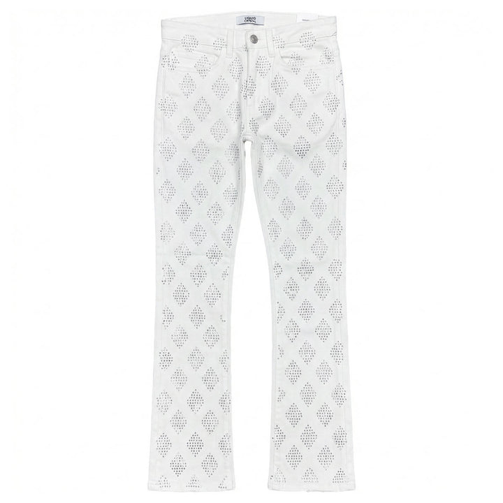 Rhinestone Stacked Denim (White)