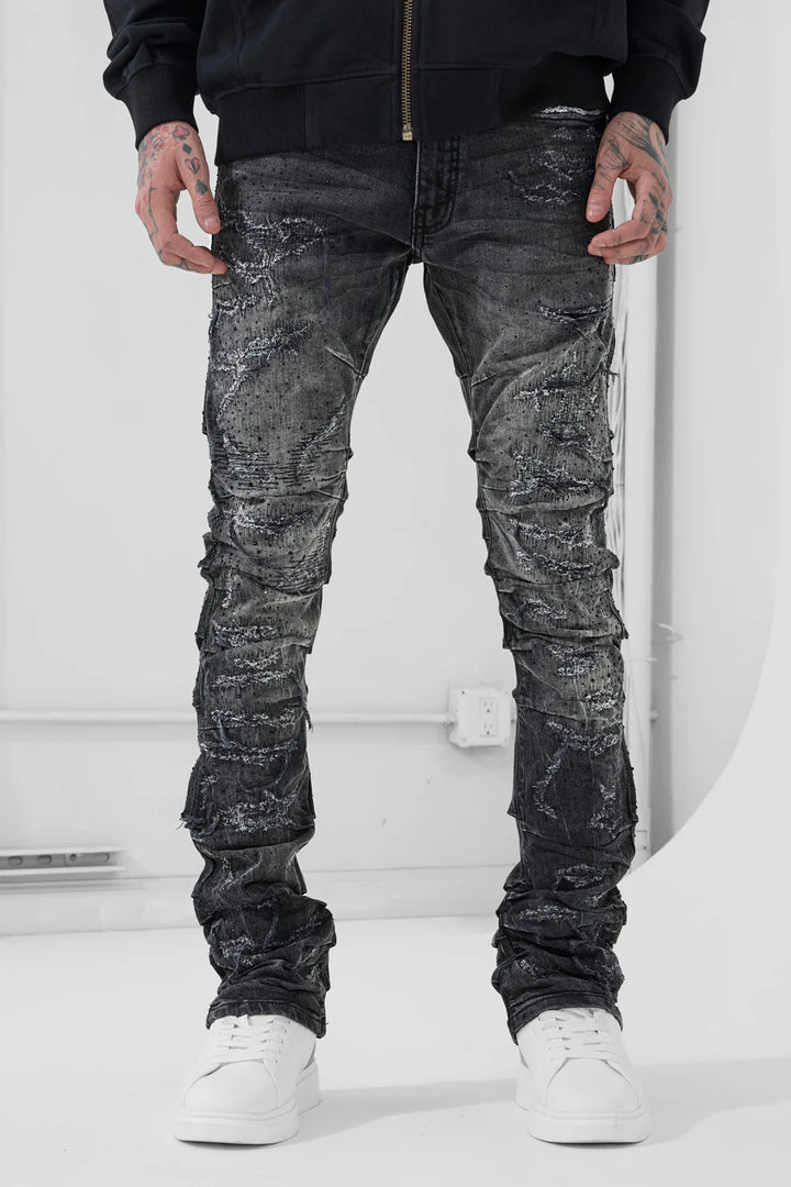 Super Skinny Stacked Brilliance Denim (Black Shadow)
