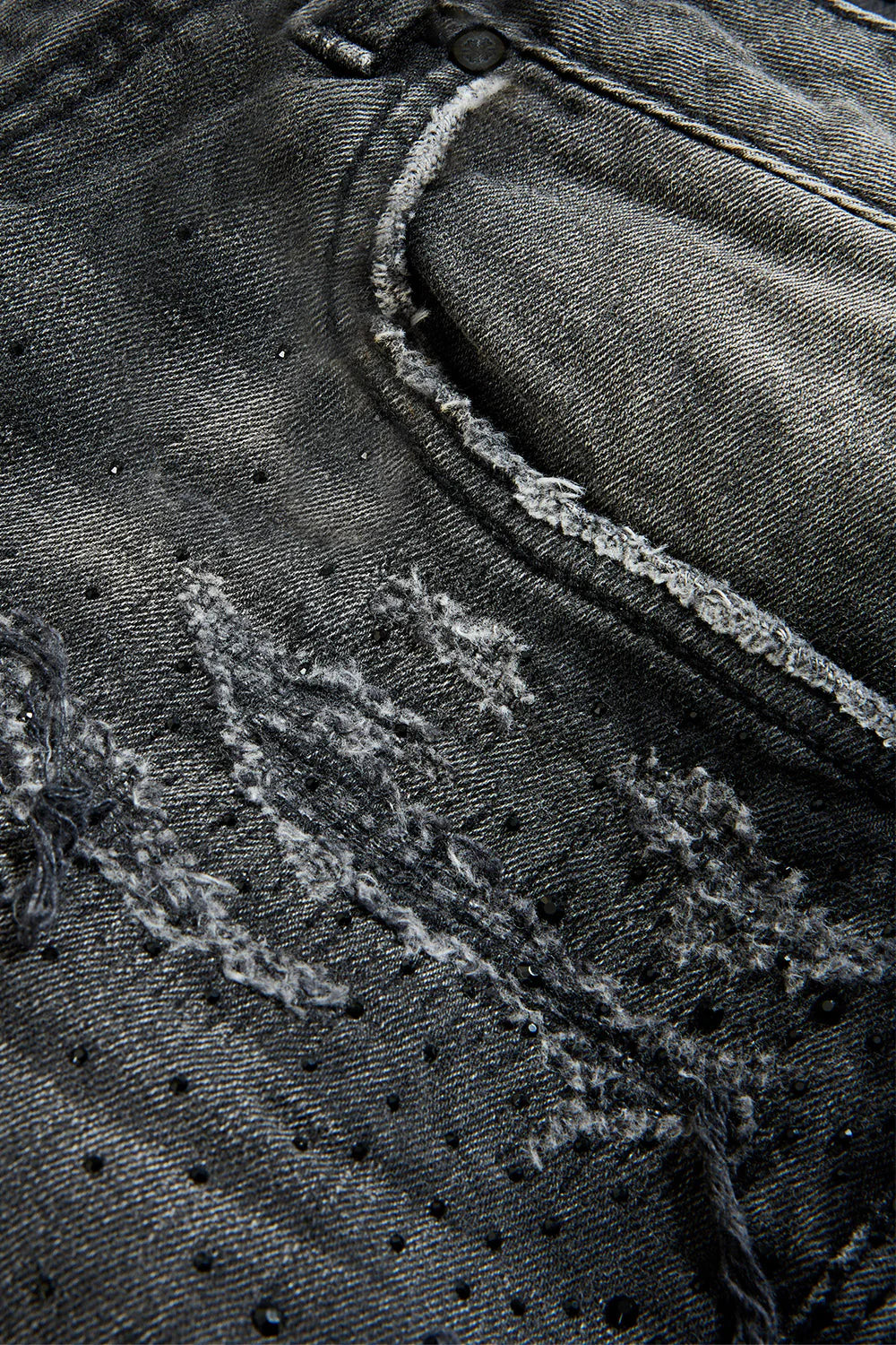 Super Skinny Stacked Brilliance Denim (Black Shadow)