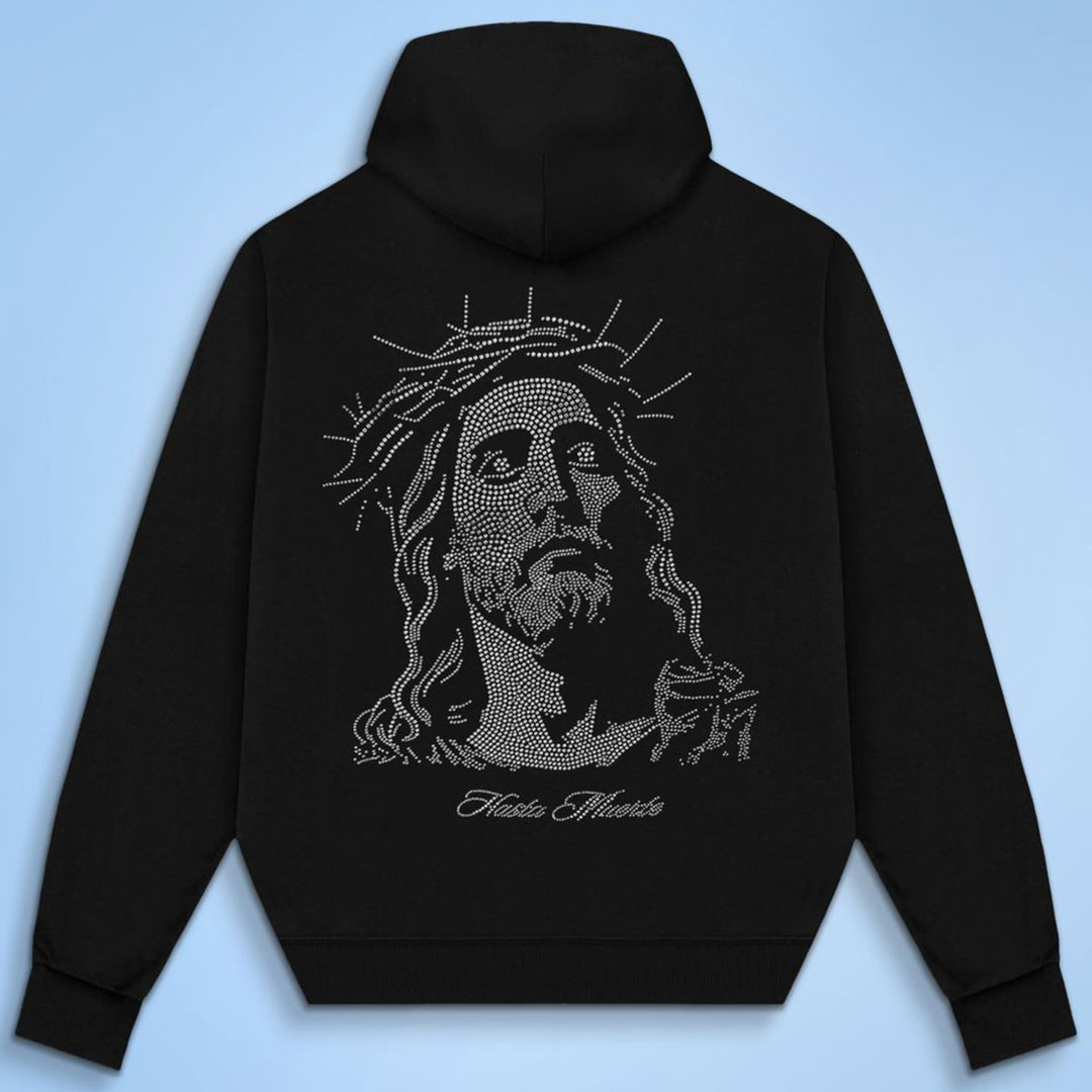 Jesus Rhinestone HW Hoodie (Black)