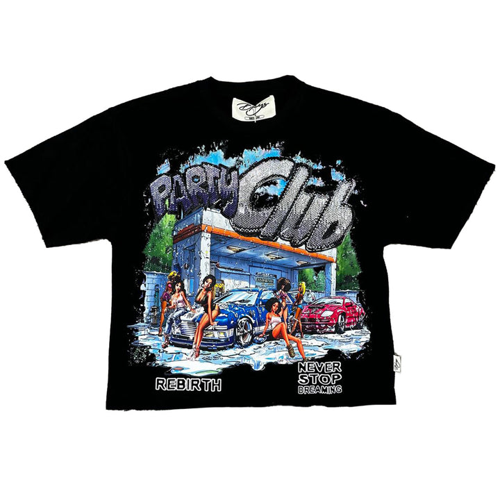 Party Club Cropped Tee (Black)